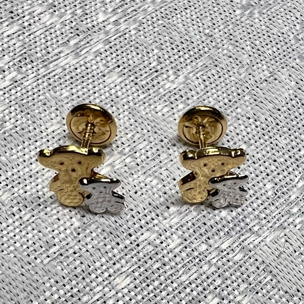 Earrings 18k Real Gold yellow and white